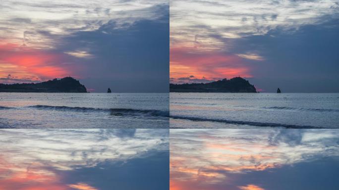 青岛石老人海水浴场的朝霞