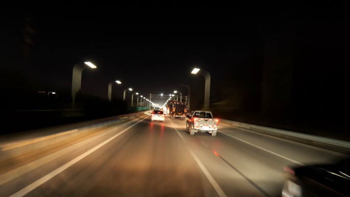 【4K】夜晚高速公路开车-夜晚开车延时