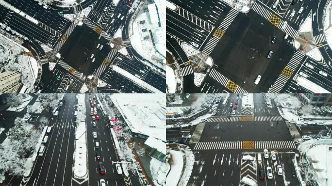 城市道路上的积雪