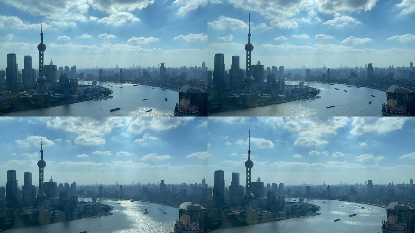 上海大楼高空拍摄陆家嘴外滩黄浦江延时摄影