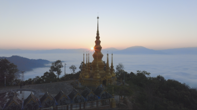 【5K】普洱景迈山佛塔日出云海，景迈云海