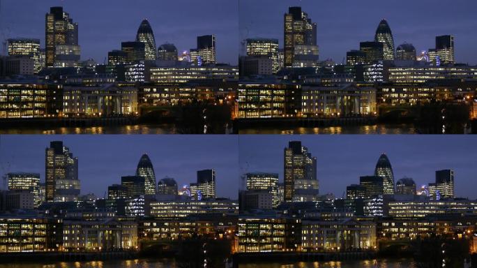 伦敦城的天际线夜色夜晚夜景