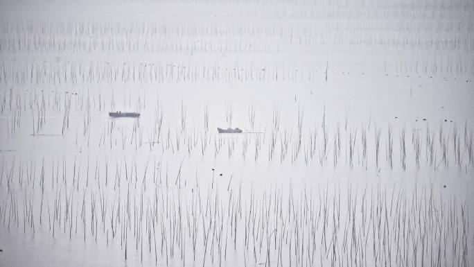 霞浦南湾围网一首小船水墨山水风