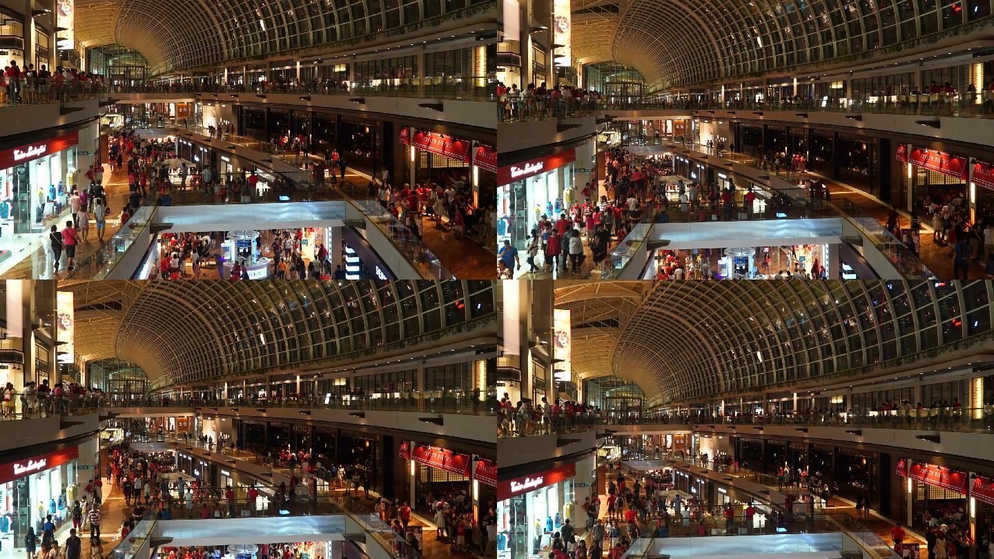 新加坡购物中心拥挤的人群