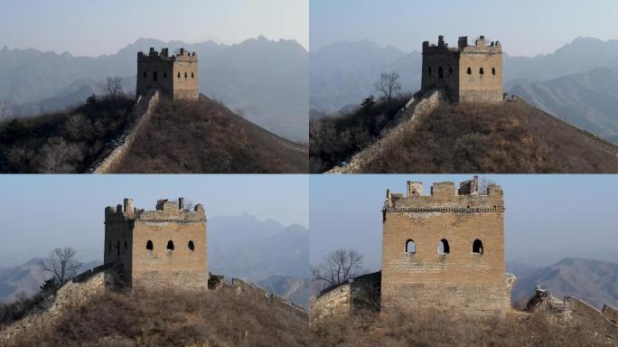 古老的长城建筑烽火台光影照耀北京长城