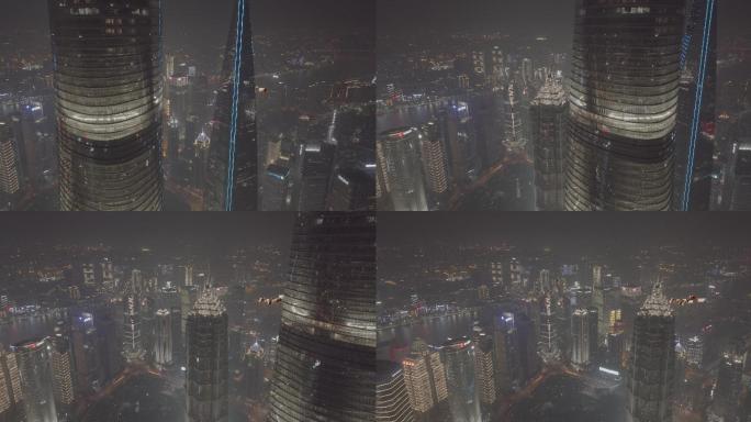 上海陆家嘴夜景航拍4K