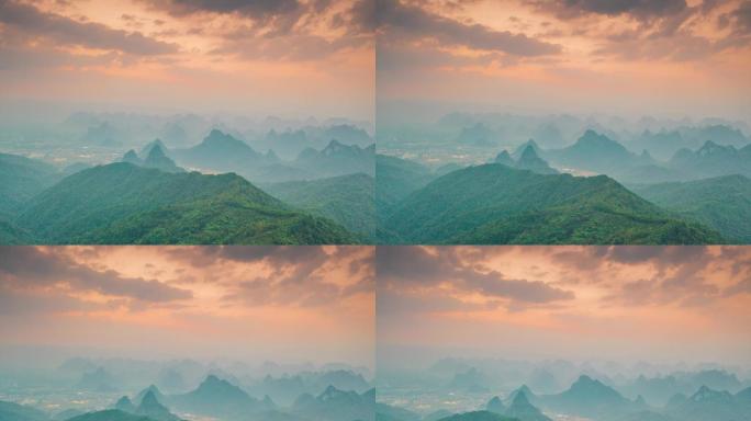 尧山航拍桂林日出延时素材大气风景片头