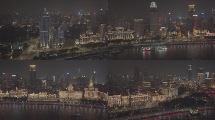 上海外滩航拍夜景4K