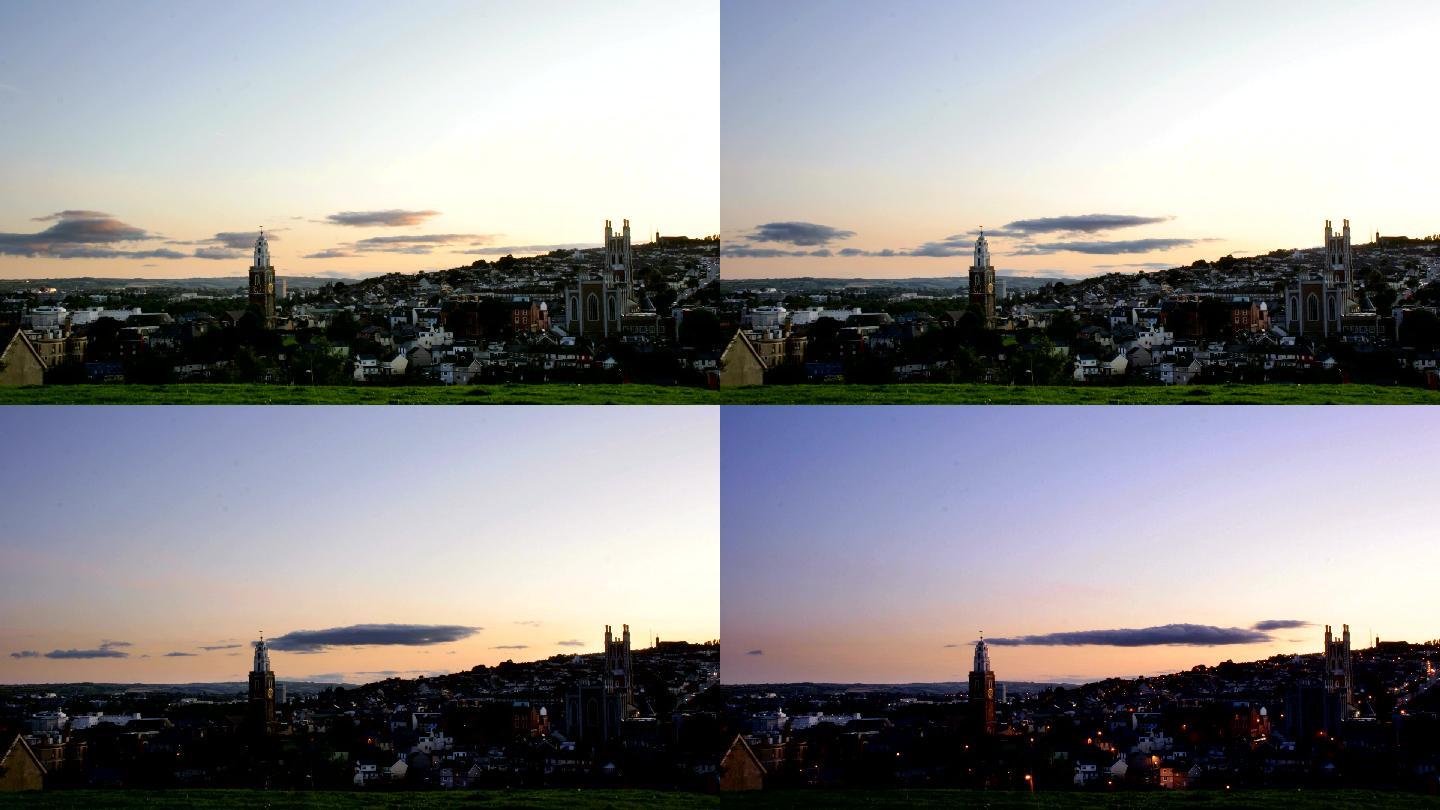 爱尔兰科克城的日落