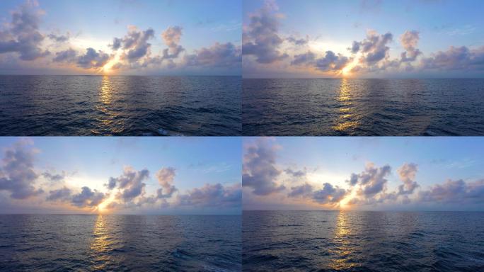 大海日出夕阳白云云彩唯美的海面