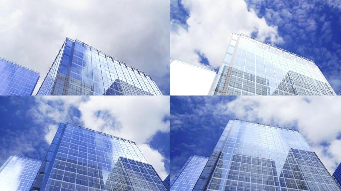 建筑物反射蓝天延时。