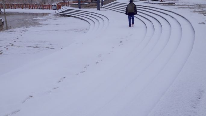 一个人雪中行走