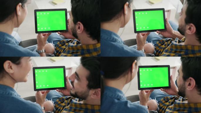 绿色屏幕平板电脑上看电影
