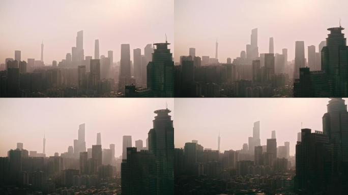 雾霾下的广州4k城市雾霾