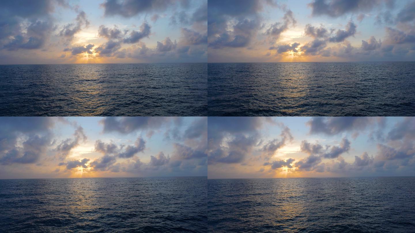 大海日出夕阳白云云彩唯美的海面