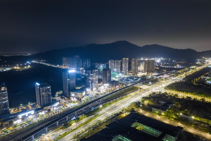 唐家湾夜景航拍/珠海唐家湾/大湾区/香洲