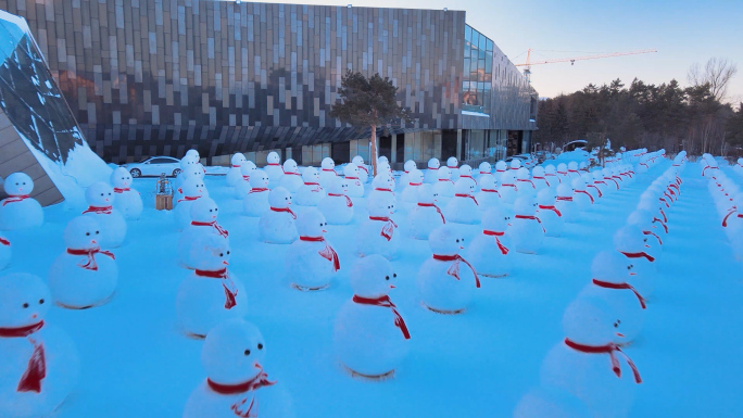 4K航拍 冬季雪季雪人 长春二道白河