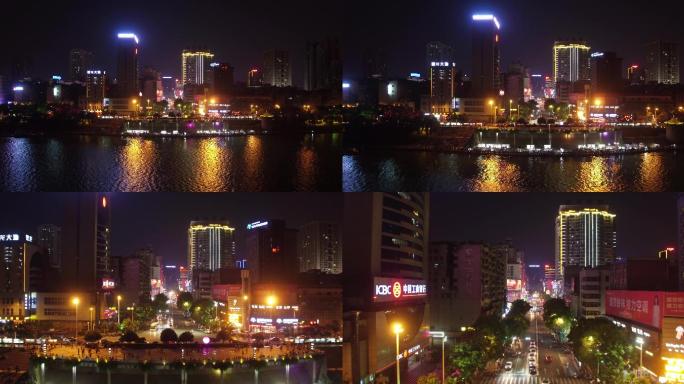 衡阳城市夜景航拍