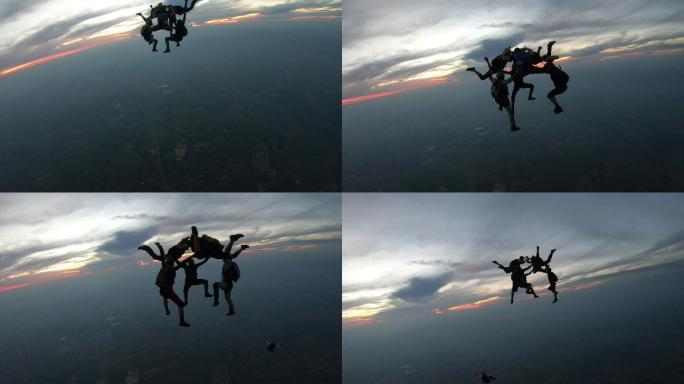日落时跳伞4K全长活力幸福