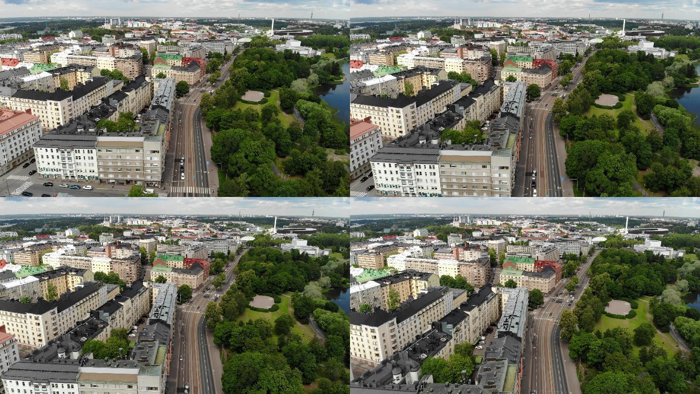 芬兰赫尔辛基工业区鸟瞰图，