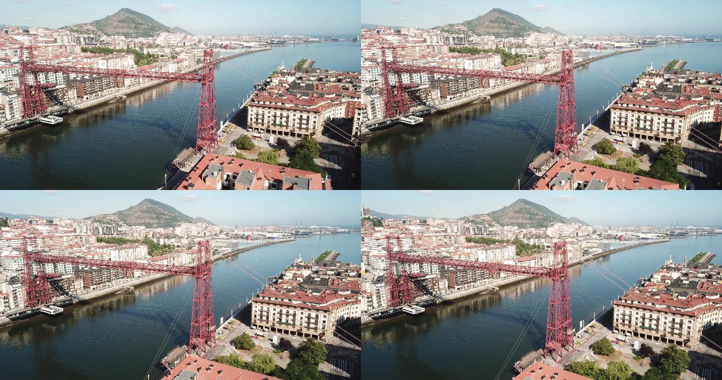 Vizcaya悬索桥铁结构鸟瞰图