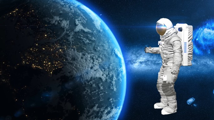 高科宇航员太空飞行地球4k视频
