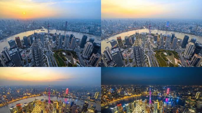上海环球金融中心观光厅城市日转夜延时摄影