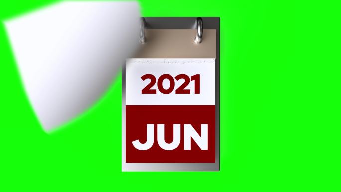 绿色背景下日历2021年的时间