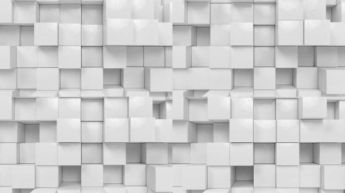【原创】白色几何方块立方体抽象背景4素材