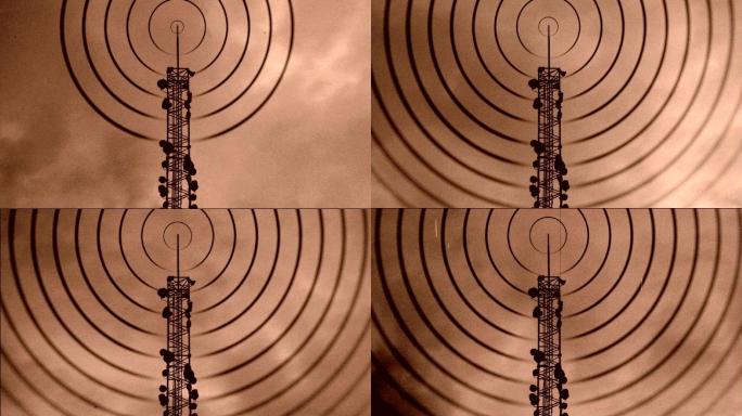 通信杆的反向延时5G信号基站抽象概念