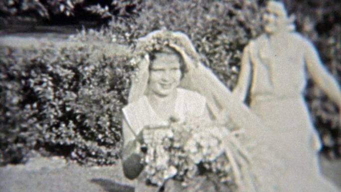 1937年：年轻的新娘试穿她的衣服