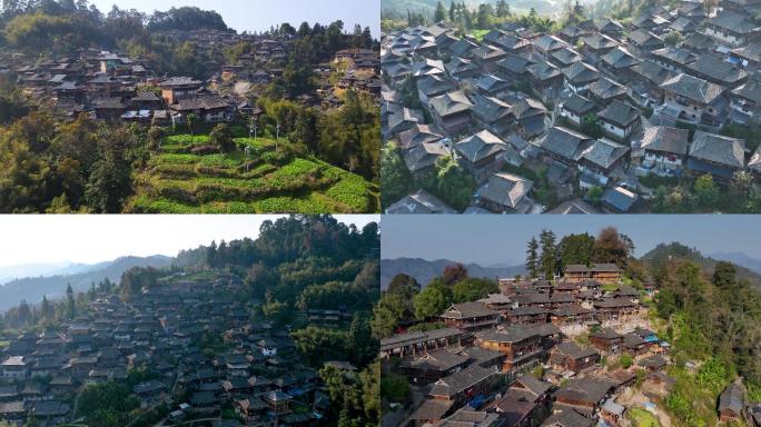 贵州黔东南岜沙苗族村寨航拍素材（4K）