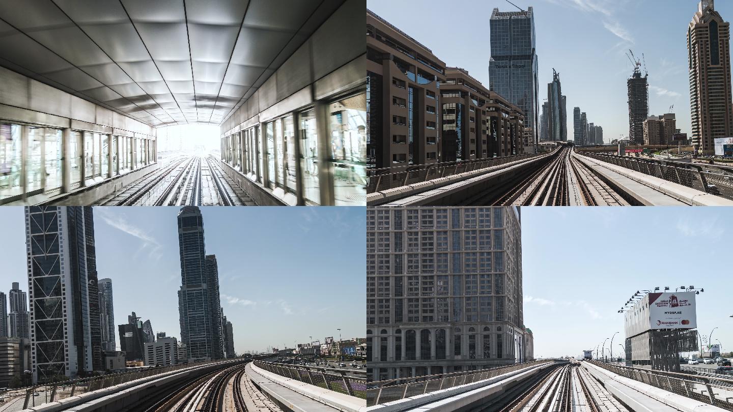 地铁穿越阿联酋迪拜市中心