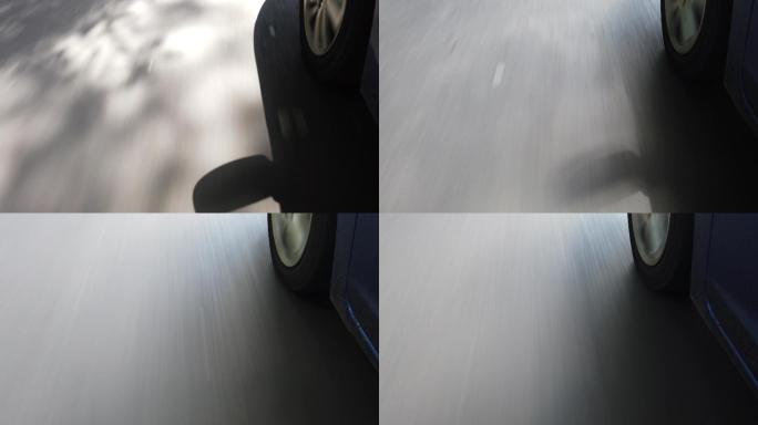 在一辆蓝色汽车外用摄像头拍摄的视频