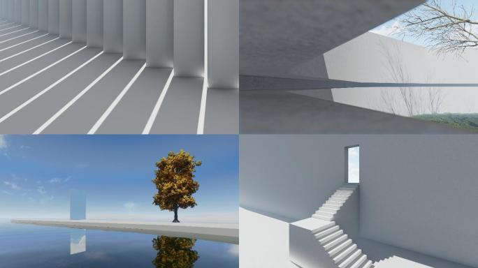 建筑光影变化抽象艺术空间4K