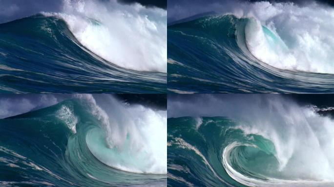 巨浪冲击。大自然的力量