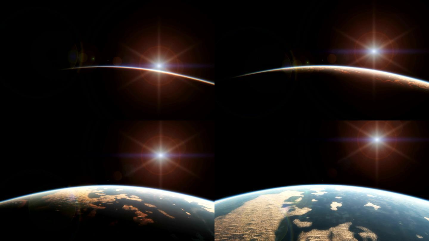 行星日出特效动画合成元素光效