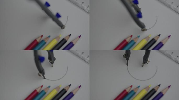 圆规和彩色铅笔