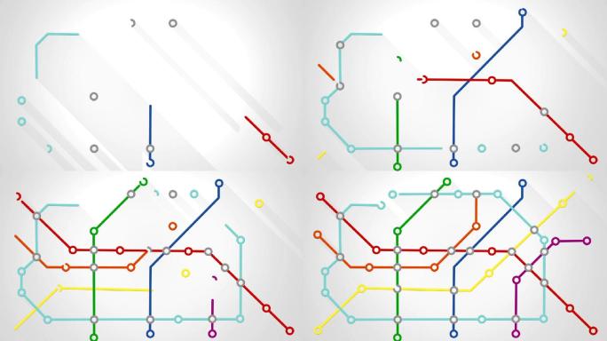 地铁交通动画四通八达简洁简约线条线段