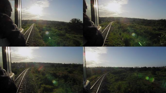 非洲坦赞铁路上行驶的火车