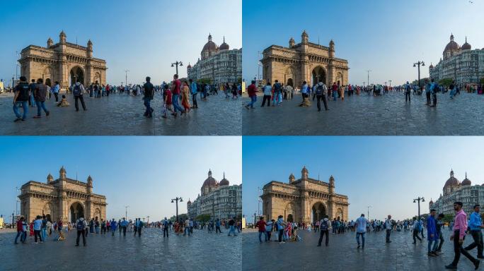 印度标志性建筑印度人流延时旅游风景城市风