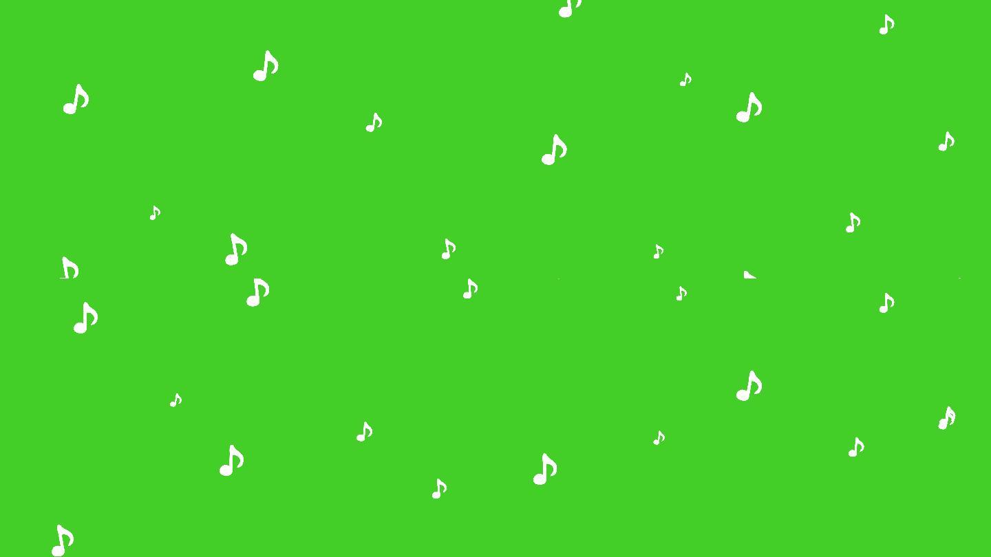 绿色屏幕上的音符在旋律中向上流动。