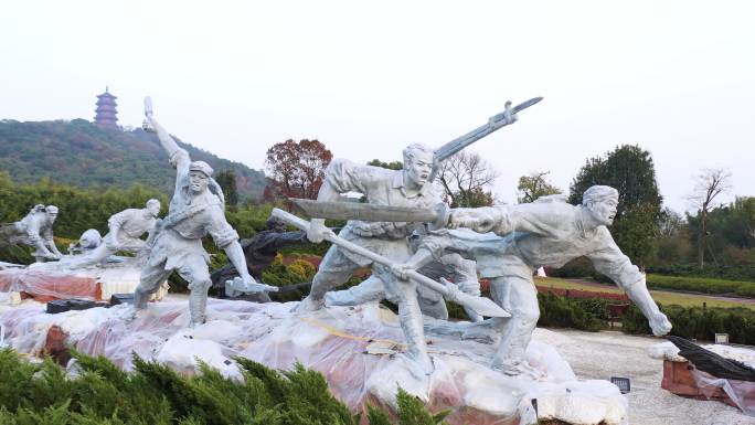 实拍庐陵文化生态园红军雕塑