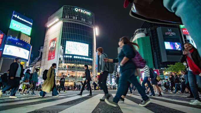 涉谷低角度视野东京-日本城市街道速度