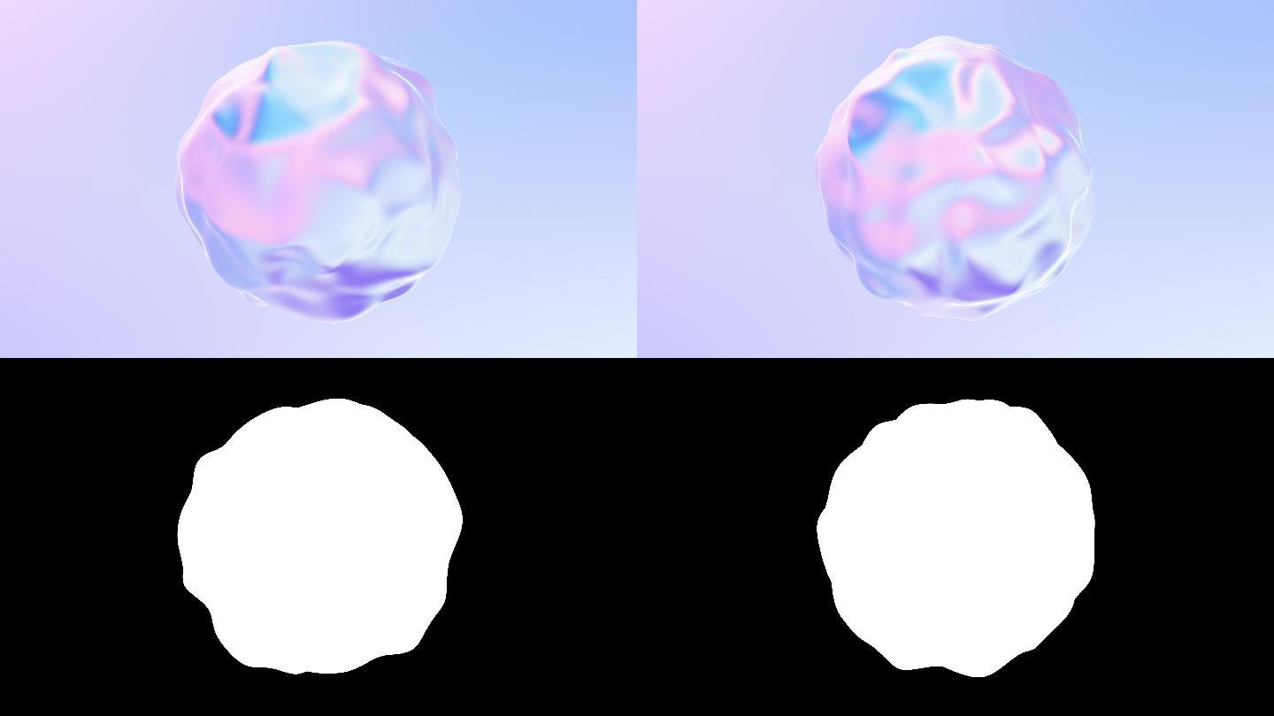 抽象全息变形液体形状的3D动画。