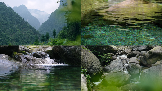 山泉水清澈河水白酒生态水源地