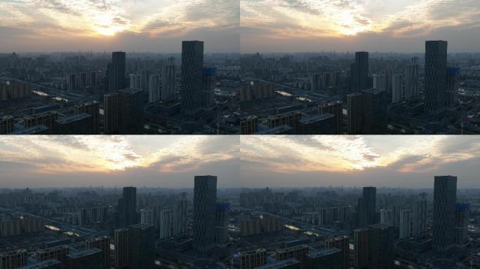 宁波东部新城傍晚延时摄影航拍4K