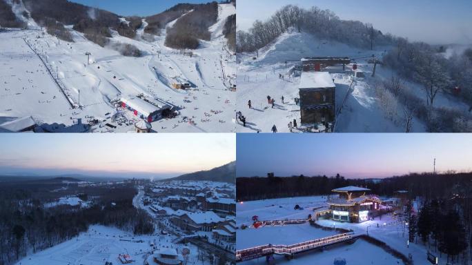 2K吉林万达长白山滑雪场航拍素材