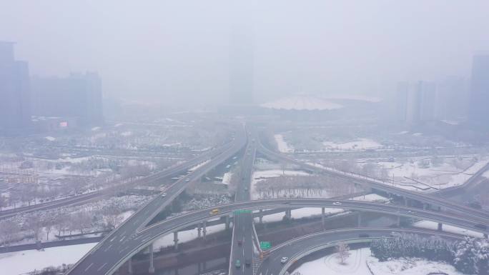 郑州大玉米高架雪景航拍