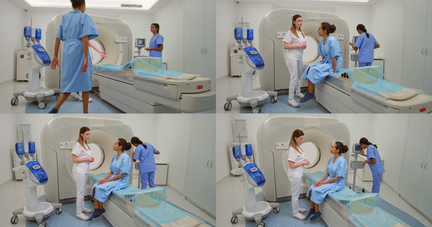 女患者进入MRI室